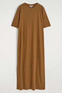 T-SHIRT-KLEID AUS BAUMWOLL-LEINEN-MIX IN MAXILÄNGE