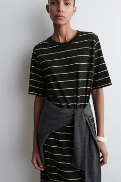 T-SHIRT-KLEID AUS BAUMWOLL-LEINEN-MIX IN MAXILÄNGE