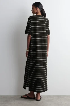 T-SHIRT-KLEID AUS BAUMWOLL-LEINEN-MIX IN MAXILÄNGE