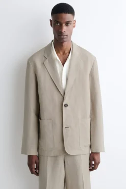 UNSTRUKTURIERTER BLAZER AUS LEINENMIX