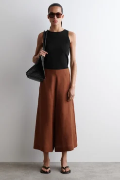 VERKÜRZTE LEINENHOSE MIT WEITEM BEIN