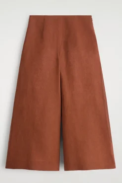 VERKÜRZTE LEINENHOSE MIT WEITEM BEIN