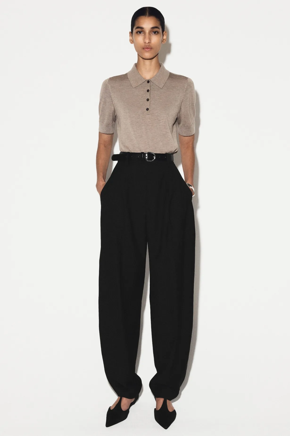 VERKÜRZTES POLOSHIRT AUS WOLL-MIX