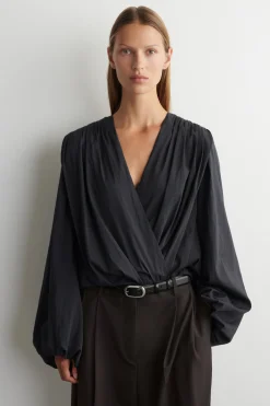 WICKELBLUSE MIT RAFFUNGEN