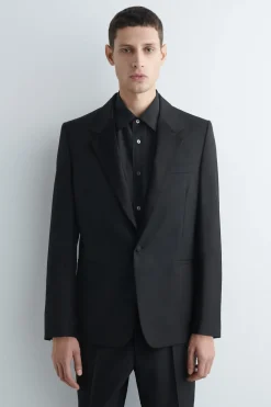 WOLLBLAZER MIT SATIN-REVERS