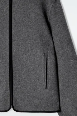 WOLLJACKE AUS DOUBLEFACE-MATERIAL MIT KAPUZE