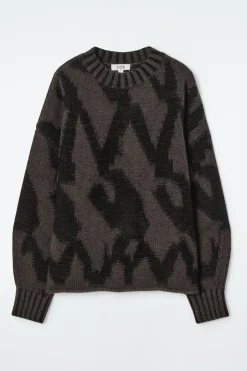 WOLLJACQUARD-PULLOVER MIT ABSTRAKTEM MUSTER