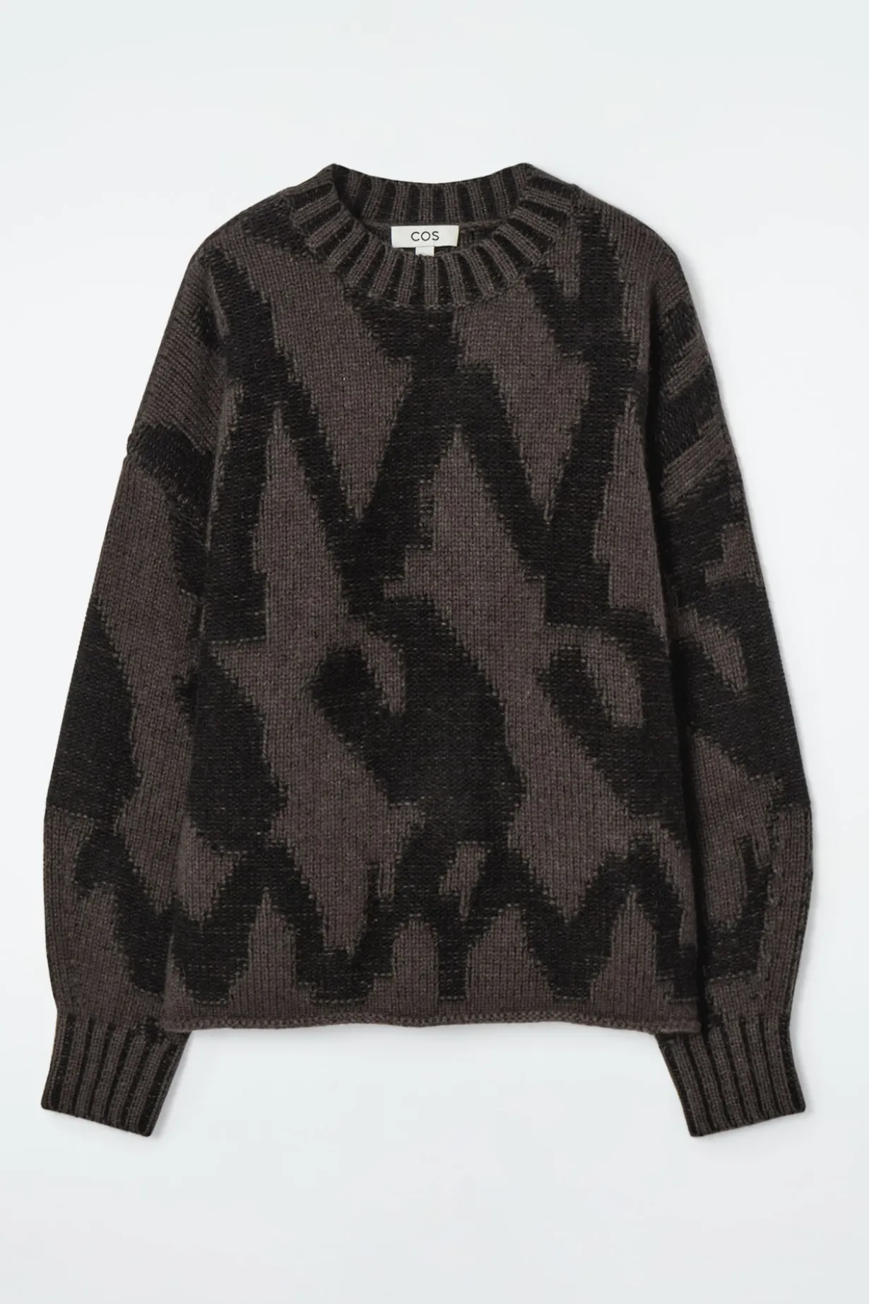 WOLLJACQUARD-PULLOVER MIT ABSTRAKTEM MUSTER
